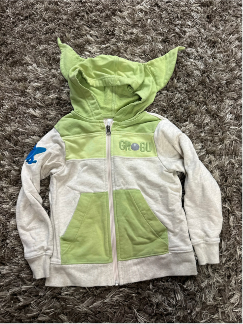 Girls Hanna Andersson Star Wars Grogu Hoodie Size 5 Beige Green
